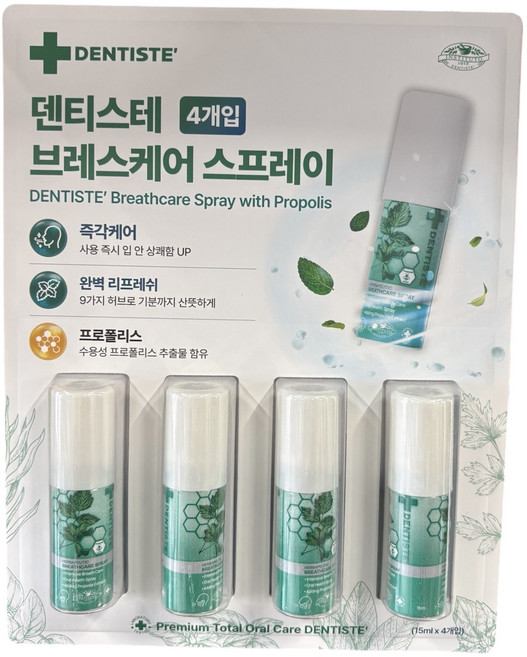 덴티스테 후레쉬 브레스 스프레이 15ml 3개 마우스워시, 4개