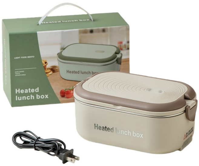 PYHO 직장인 휴대용 전기도시락 플러그 스타일 보온 도시락 케이스, 1개, 짙은 색