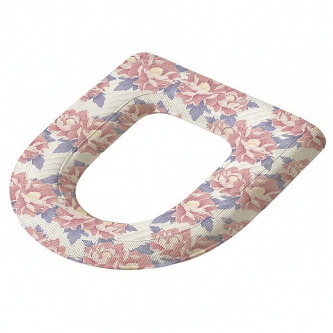 오릴리 화장실 꽃무늬 변기시트 소프트한 EVA 방수 쿠션 8종 모든 변기타입, 핑크 작약, 1개