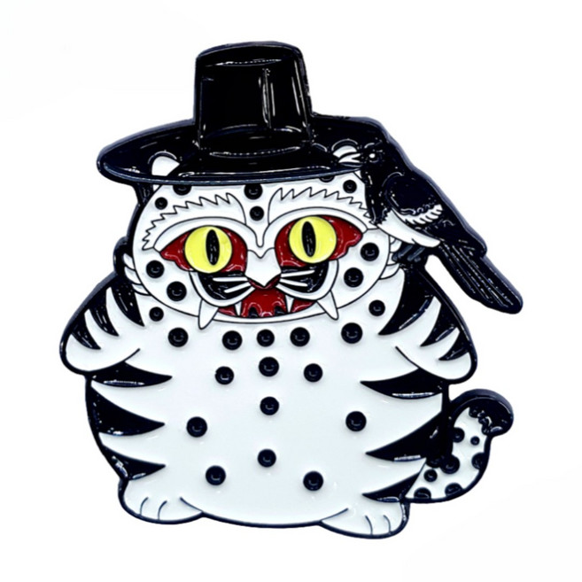 [국내생산] 구쯔야 호작도 메탈 키링 6cm 호랑이와까치, 5개, 백색