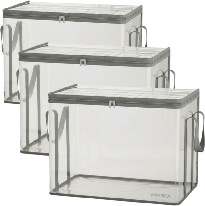 엔에스씨 책보관함 1P 투명 접이식 특대형 책보관박스 다용도, 화이트, 2개