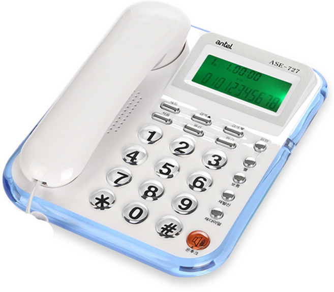 아산 ASE-727 액정백라이트 / 받침대무드LED / 발신자 유선전화기