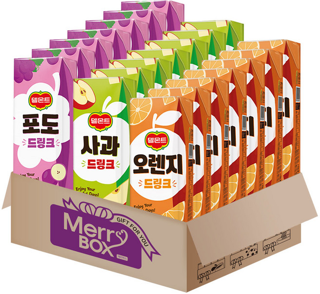 메리박스 델몬트 팩주스 05호(오렌지7+포도7+사과7), 1세트, 190ml