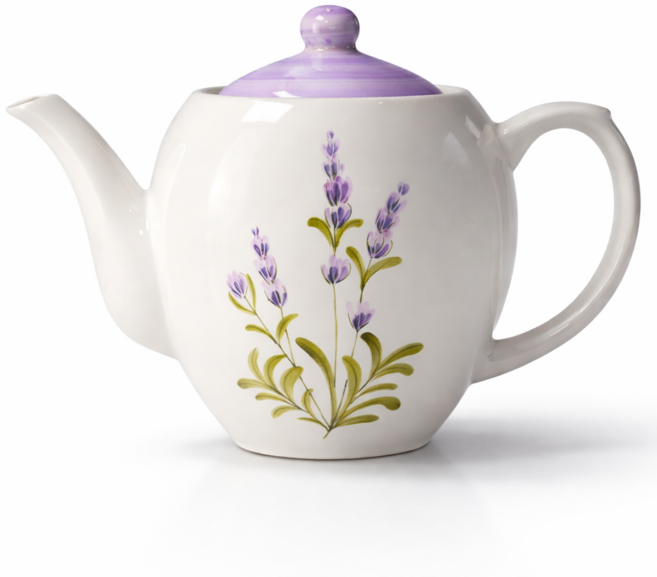 라벤더 티포트(물레) 핸드 페인팅 도자기 티팟 찻주전자, 1개