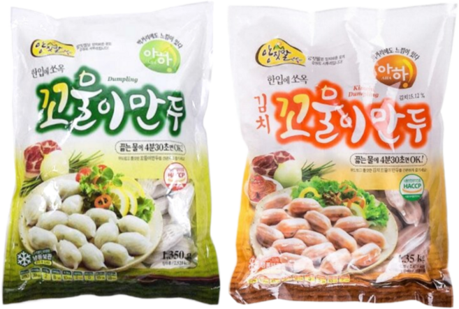 아하식품 꼬물이만두 1+1 김치만두+고기만두 쫄깃한 감자피 업소 마라탕 사리용 반짝슈퍼마켓, 1개, 1.35kg