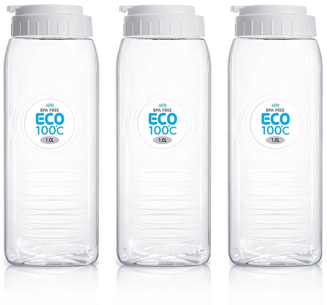 에이엘에스 에코젠 100도C 물병 사각, 3개, 1L, 화이트