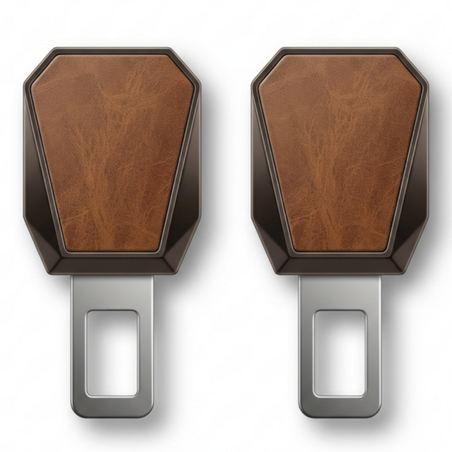 소넥스 안전벨트 연장클립 자동차 연장버클 전차종 호환, 1세트, 브라운 1+1