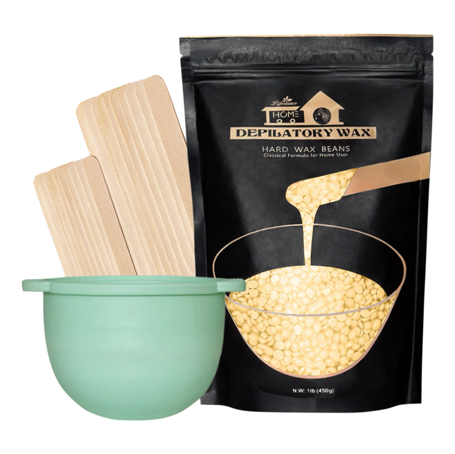 라이프스탠스 브라질리언 셀프 왁싱 스타터킷 450g, 아이보리 하드왁스, 스파츌라 20p, 버킷