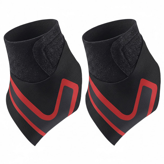 스포츠 발목 보호대 벨크로 스트랩 압박 고정형 2개 좌우세트, 레드, 1세트