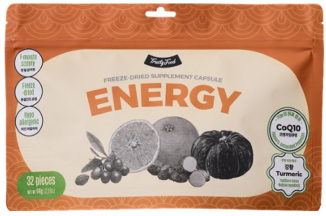 트러스티푸드 동결건조 저알러지 한방캡슐 에너지 강아지 항산화제 노견 기력회복 영양제, 1개, 활력, 32정