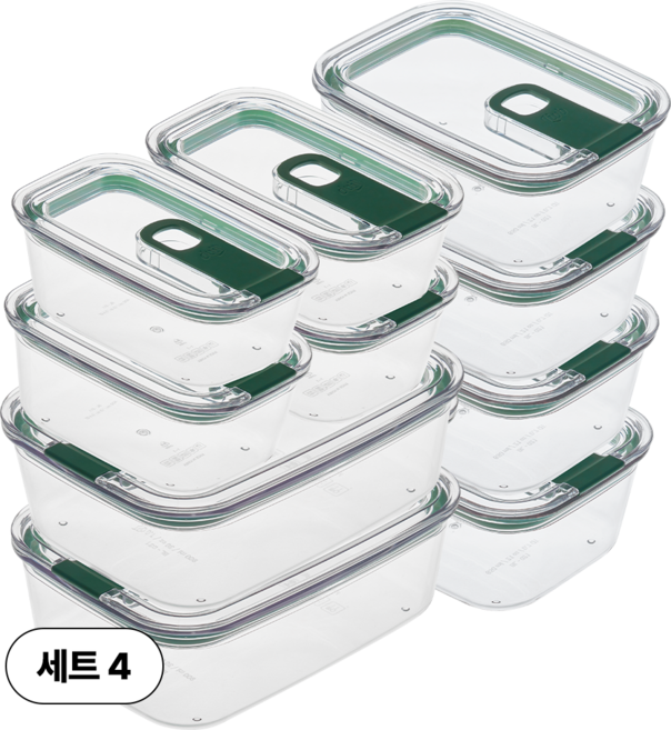 리브비 국내생산 모듈러 BPA FREE 신소재 에코젠 반찬통 밀폐용기, 1세트, 400 4개 + 650 4개 + 900 2개