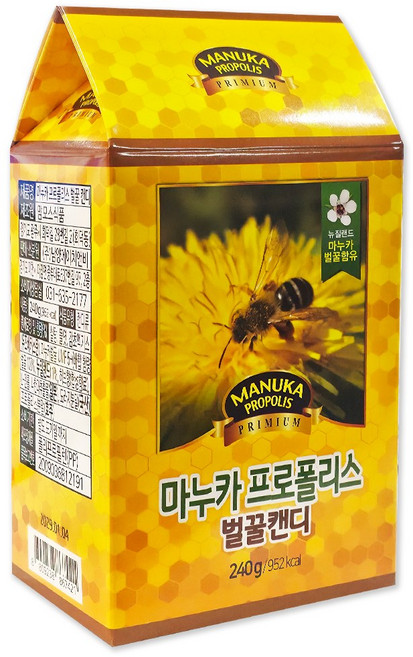 마누카 프로폴리스 벌꿀캔디, 240g, 3개