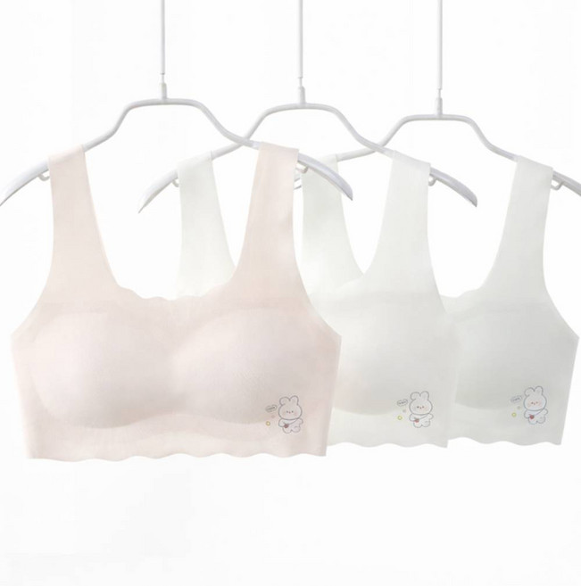 블리스8 주니어 청소년 여학생 심리스 무봉제 일체형 노와이어 초경량 토끼 브라 3종세트