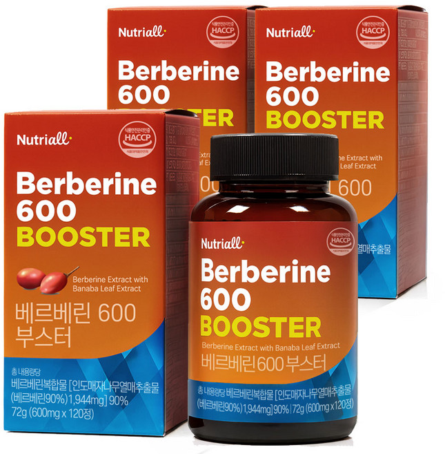 베르베린 600 부스터 식약청 HACCP 인증 4개월분, 3개, 120정