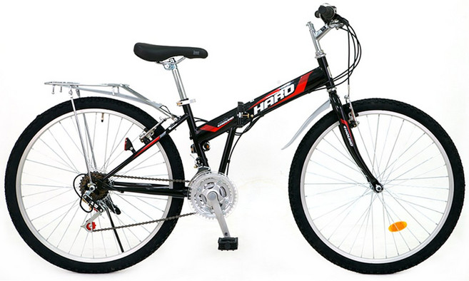 삼천리자전거 26 하로GS MTB형 접이식 자전거 생활용 출퇴근 성인용 21단, 1개, 170cm, 블랙/레드(짐판+흙받이