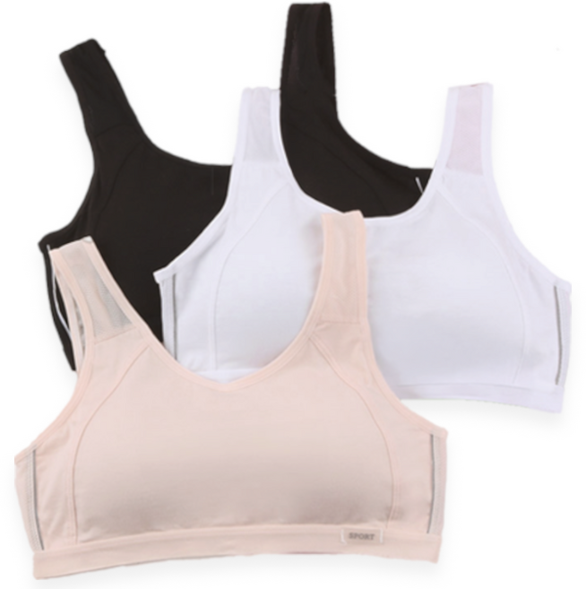 르브니 주니어 스포츠브라 3종세트 여학생 브라 세탁에 용이한 일체형 패드 메쉬소재 통기성 UP