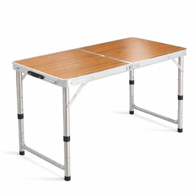 TANI 3단 높이조절 경량 폴딩테이블, 우드