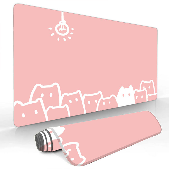 게이밍 장패드 고양이 캐릭터 마우스패드 방수코팅 300X800X3MM, 1개, 핑크색
