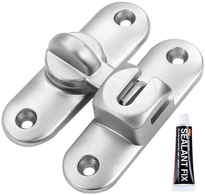 리빙아이 무타공 잠금장치 미닫이 여닫이 겸용 오도시 걸고리 걸쇠 잠금고리 실버, 1개