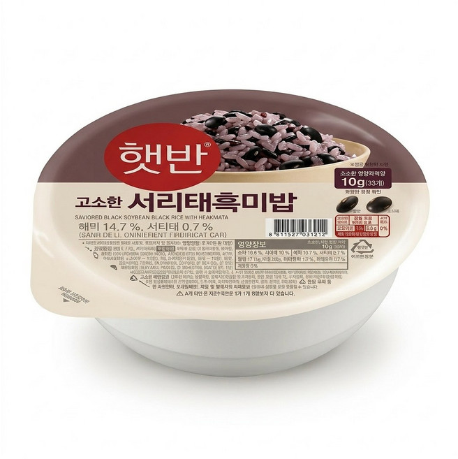 햇반 서리태 흑미밥 210g x 18, 1g, 18개