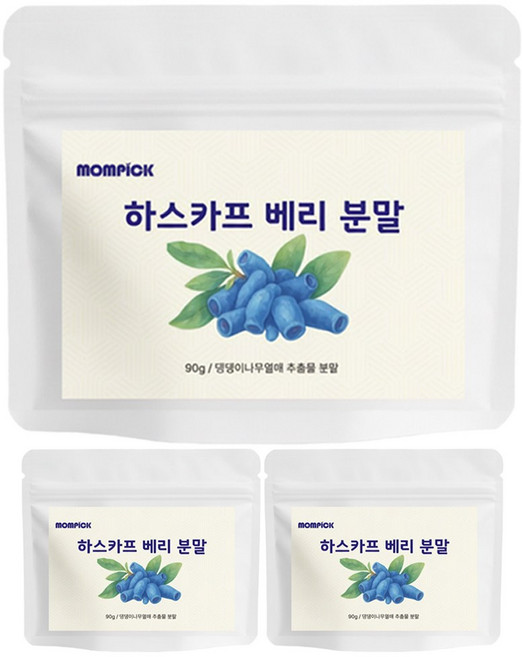 맘픽 하스카프 베리 분말 100% 대용량 안토시아닌 c3g, 3개, 90g