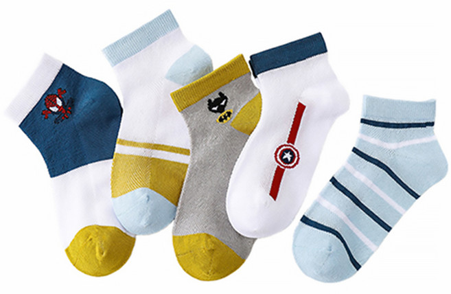 뿜뿜삭스 B25 마블히어로 아동양말 남아 여아 유아 초등양말 중목양말 5켤레