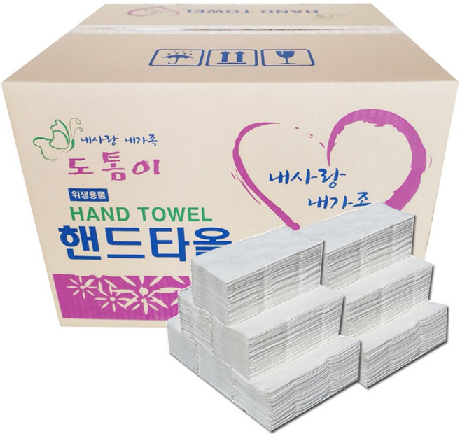 100% 무형광 천연펄프 업소용 프리미엄 핸드타올 2200매 페이퍼타올 키친타올 겸용사용가능, 1개