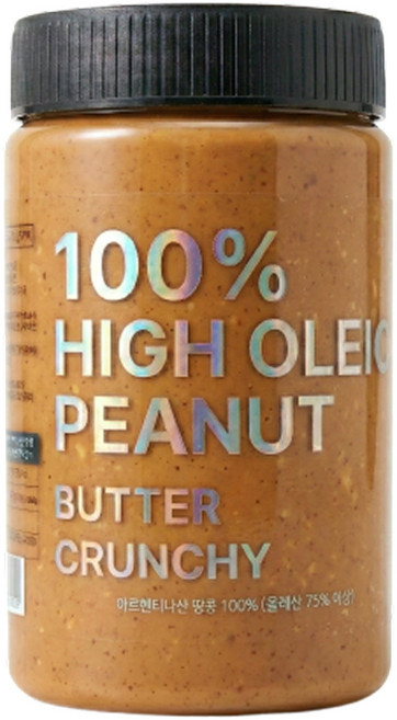 퓨어올레 땅콩버터 하이올레익 100% 무첨가 무가당 크런치 땅콩버터, 500g, 1개