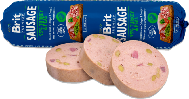 브릿 프리미엄 독 화식 강아지 사료 소세지, 1개, 800g, 칠면조 + 완두콩