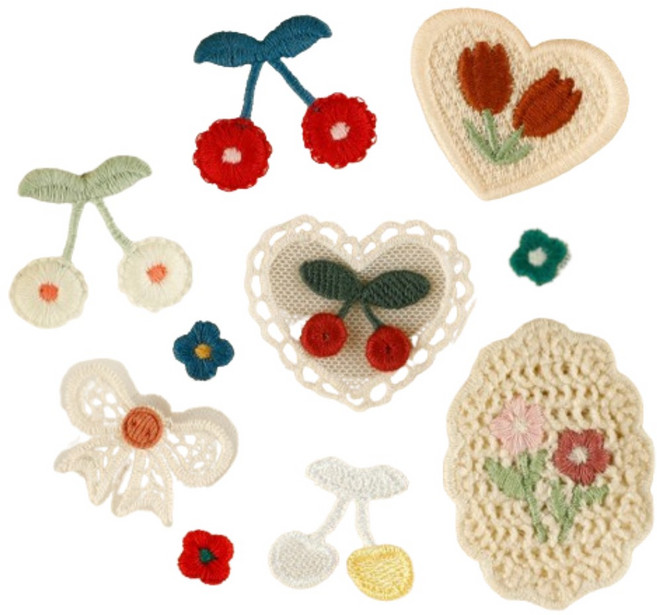 블리키 핸드메이드 자수 봉제식 패치 세트