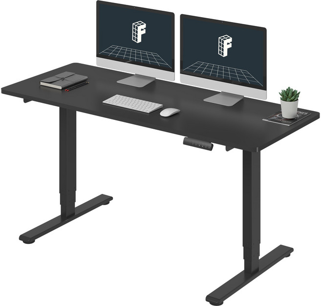 FlexiSpot 듀얼모터 모션데스크 E5 3단 높이조절책상 높이625~1275mm 최대하중100KG A/S 5년 컴퓨터책상, 블랙+블랙