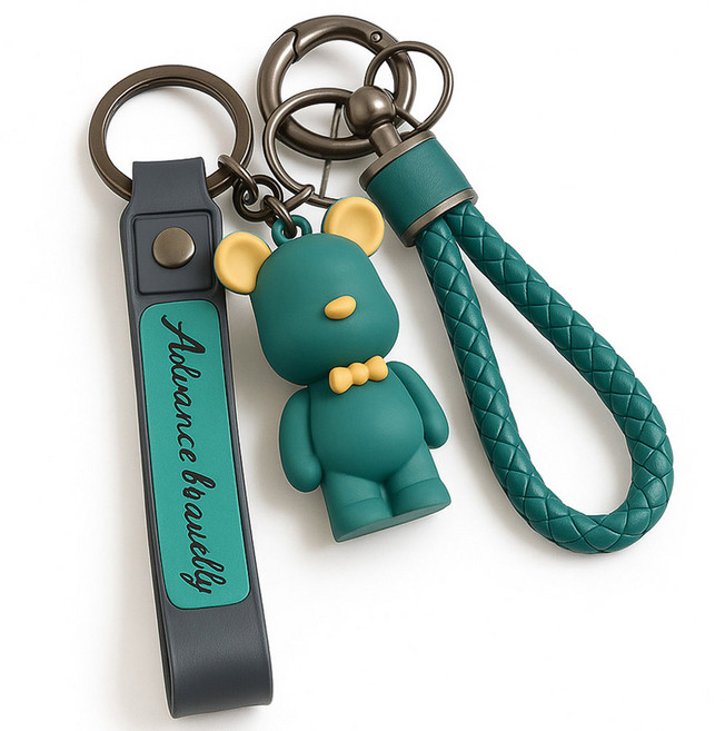 프리미엄 자동차 키링 키홀더 스트랩 가방 키링, 그린, 1개