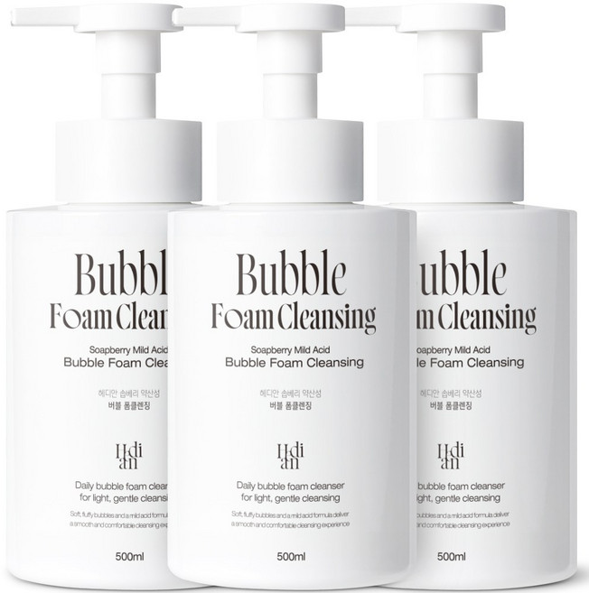 [모공 노폐물 98% 세정] 2+1 헤디안 버블 폼클렌징 대용량 저자극 세안제 약산성 폼클렌저 여성 폼클렌징 1위, 3개, 500ml