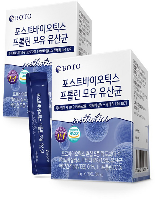 보뚜 포스트바이오틱스 프롤린 모유 유산균, 60g, 6개