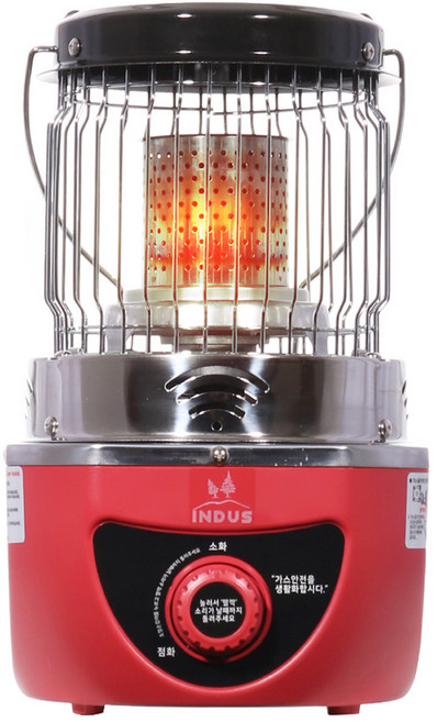 국내생산 인더스 키친아트 캠핑 부탄 가스난로 가방 포함 야외용 휴대용 낚시난로 미니히터 이동식 상부안전망, IN-BU900GH(레드)