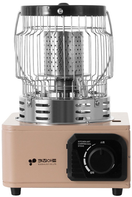 국내생산 인더스 키친아트 캠핑 부탄 가스난로 가방 포함 야외용 휴대용 낚시난로 미니히터 이동식 상부안전망, KG-CH1000(사하라탄)