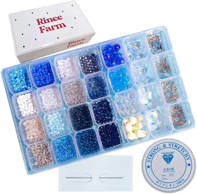 리니팜 올인원 프리미엄 비즈 공예 세트 키링 팔찌 만들기, 오션 테마, 1세트