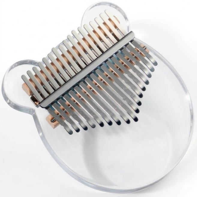 투명 칼림바 17음계 크리스탈 아크릴 곰돌이 소형 파우치 포함, 1개