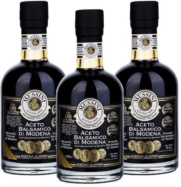이태리 모데나 무씨니 오크통 12년숙성 발사믹 IGP(유럽연합인증) 블랙라벨, 3개, 250ml