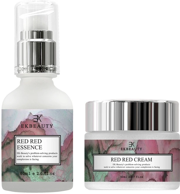 이케이뷰티 홍조피부 크림 에센스 2종세트 예민한 붉은피부 진정 개선 갱년기 울긋불긋 화끈거리는 얼굴 프리미엄 무파라벤 천연제품, 1세트 - 쿠팡