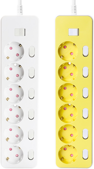 아이정 더좋은 프리미엄 통합 개별 절전 과부하차단 멀티탭 추천 모음 기숙사준비물, 1m, 개별 과부하 6구, 옐로우, 1개
