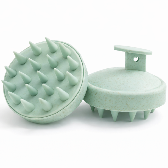 올바움 실리콘 두피 샴푸 브러쉬 마사지 케어 모발 브러쉬 1+1, 2개, 그린