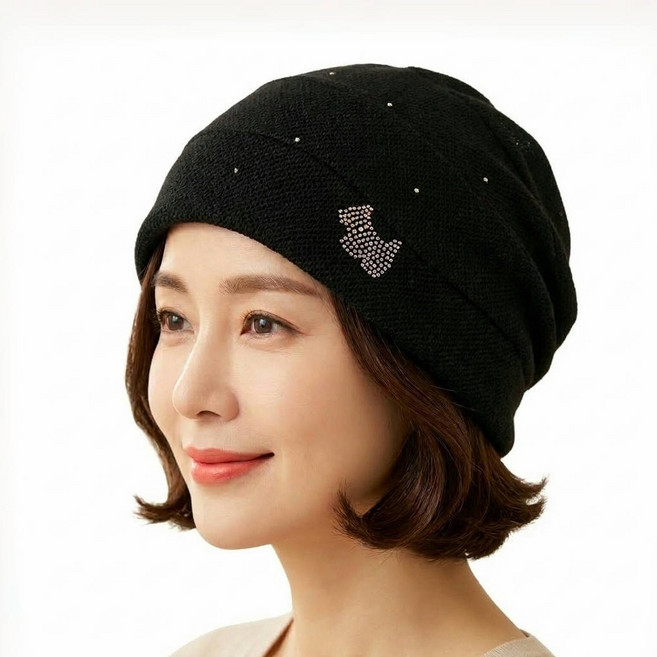 쉬즈인 efg두건 아가타장식 여름두건 망사두건 엄마 할머니 실내모자 비니