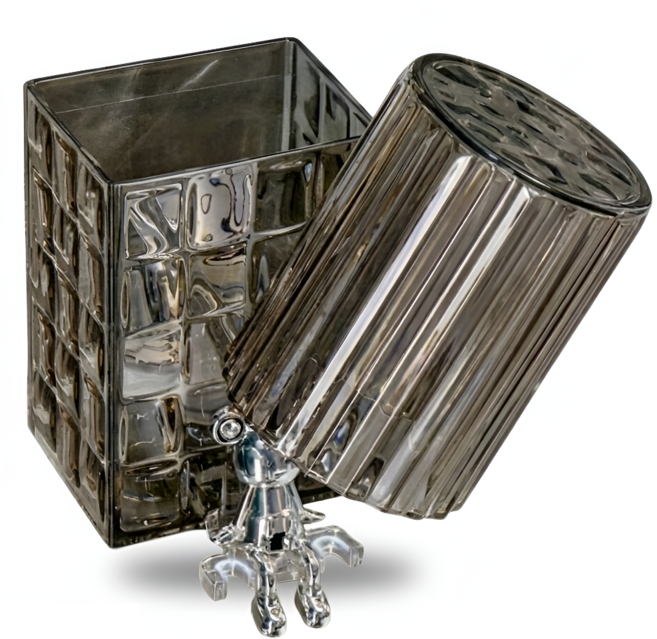 생활예찬 럭셔리 무타공 투명 크리스탈 무늬 벽면 공중부양 무타공 칫솔걸이 세트, 1개, 투명블랙