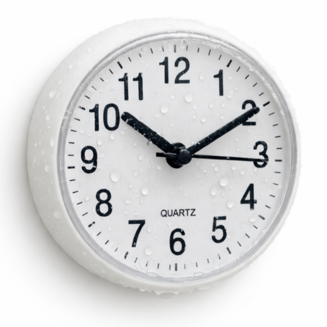 조온하루 무소음 욕실 흡착 방수 시계, 화이트