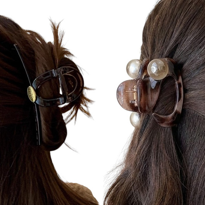 모미엘 (1+1) 프리미엄 빅사이즈 왕 여성 헤어 집게핀 대형 올림머리 반묶음 머리집게 머리핀