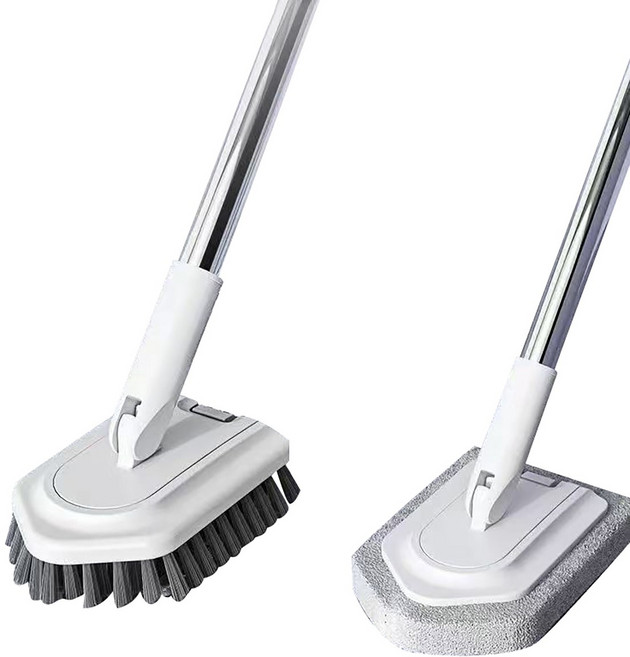 듀얼 브러시 바닥 청소 밀대 물걸레 겸용 욕실 화장실 청소도구, 1개, 하얀색