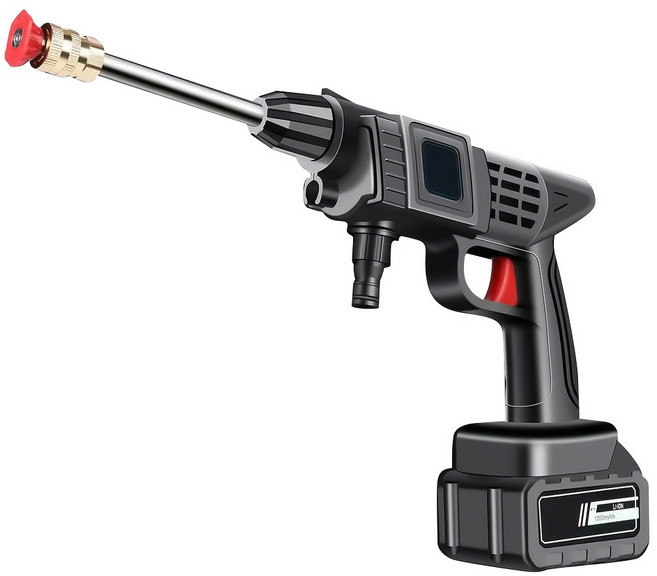 휴대용 끈 없는 고압 세척기 자동차 세척기 충전식 세차 물총 공구 정원 꽃에 물을 주고 바닥 신기를 세척한다(수도꼭지를 연결할 필요 없이 수원이 있으면 사용할 수 있다), black, Comes with 1 battery