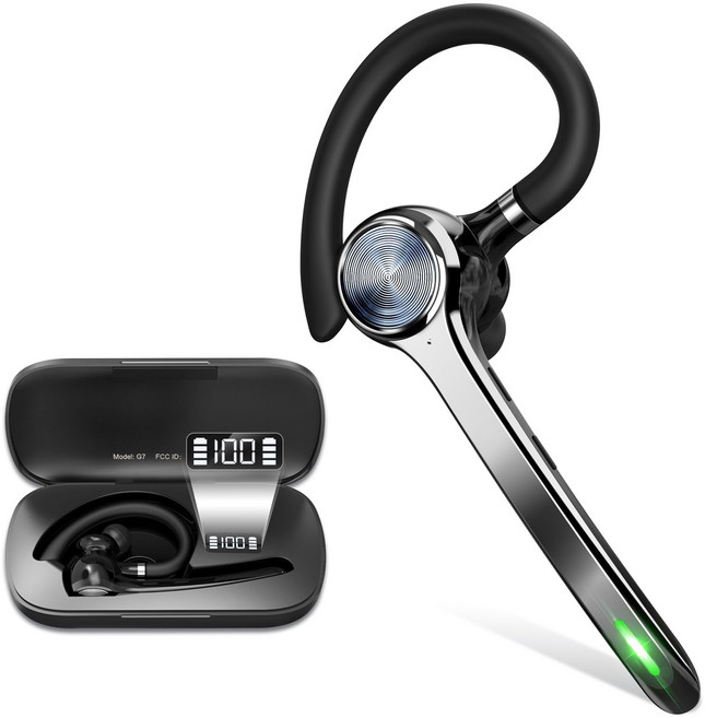 무선 핸즈프리 노이즈캔슬링 블루투스헤드셋 대용량 배터리, 블랙