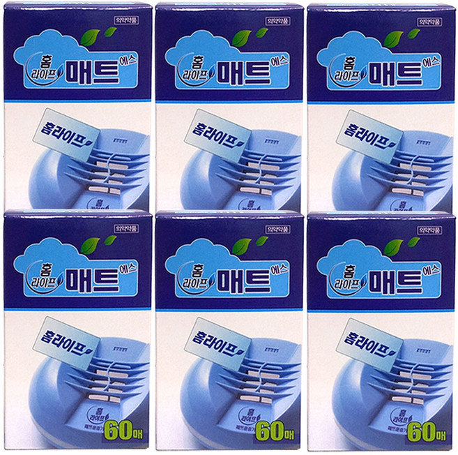 홈라이프 매트에스 전자모기향(60매입)/일명, 6개